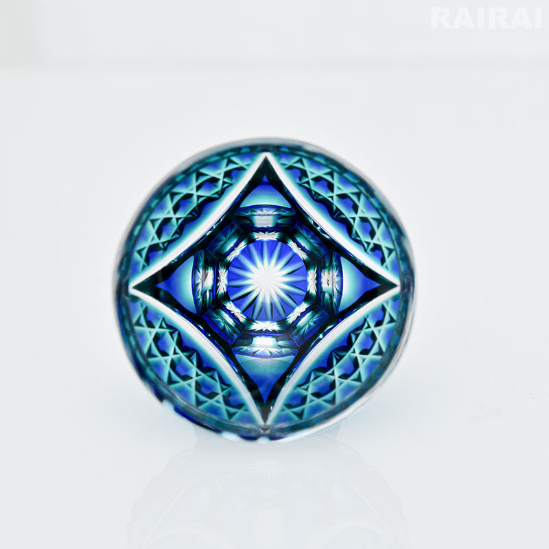 薩摩切子 二色衣 脚付盃 cut201 島津興業 薩摩ガラス工芸 – RAIRAI