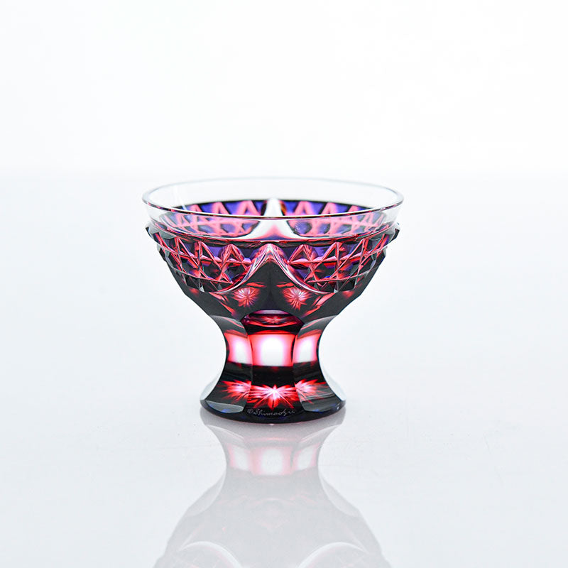 島津　薩摩切子　島津切子　脚付杯　SHIMAZU 薩摩切子 二色衣 脚付盃 cut201 島津興業 薩摩ガラス工芸 – RAIRAI