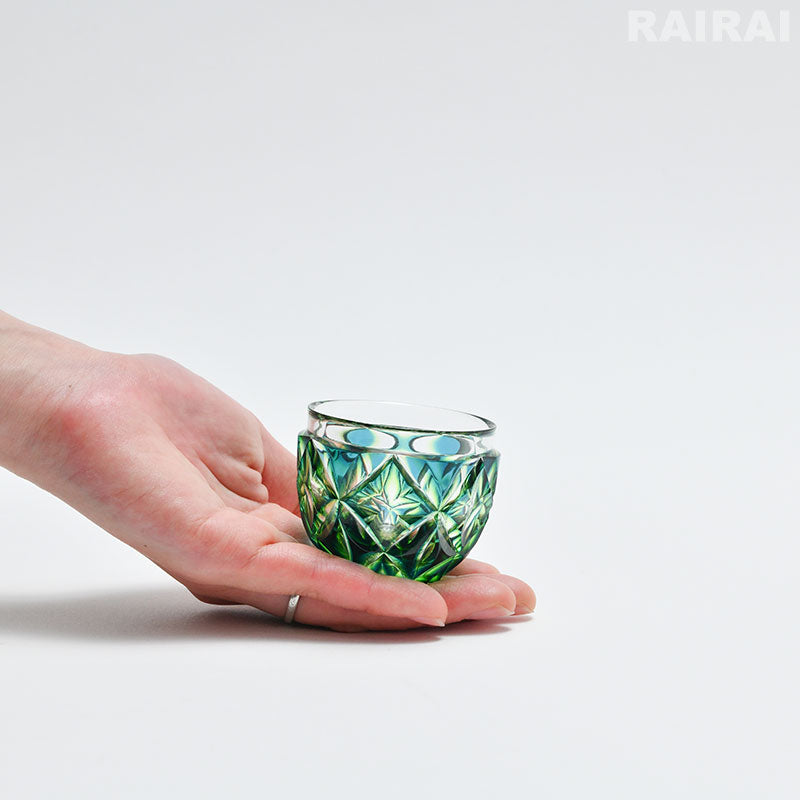 薩摩切子 二色猪口 大 cut206 二色被せ 島津興業 薩摩ガラス工芸 – RAIRAI