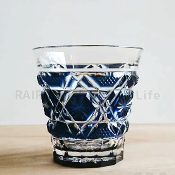 薩摩切子　薩摩ガラス工芸（創作　島津薩摩切子）猪口　冷酒杯　盃　ペア　終売品ロックグラス