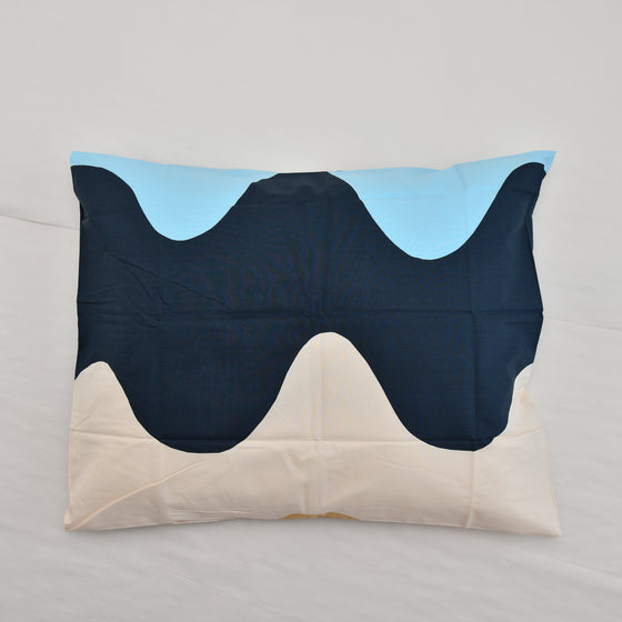 マリメッコ 枕カバー ロッキ 50×60cm ブルー×ベージュ×ホワイト 