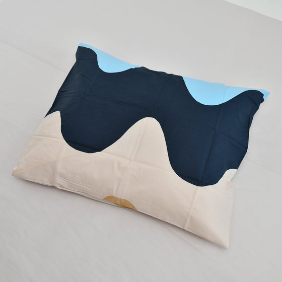 マリメッコ 枕カバー ロッキ 50×60cm ブルー×ベージュ×ホワイト 